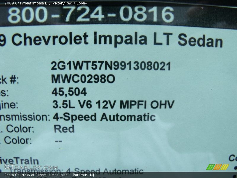 Victory Red / Ebony 2009 Chevrolet Impala LT