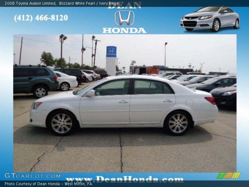 Blizzard White Pearl / Ivory Beige 2008 Toyota Avalon Limited
