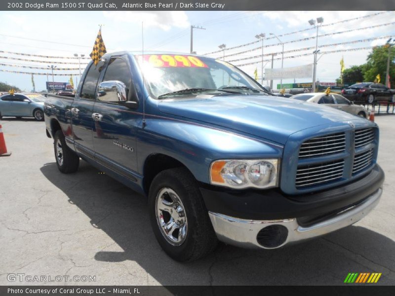 Atlantic Blue Pearl / Dark Slate Gray 2002 Dodge Ram 1500 ST Quad Cab