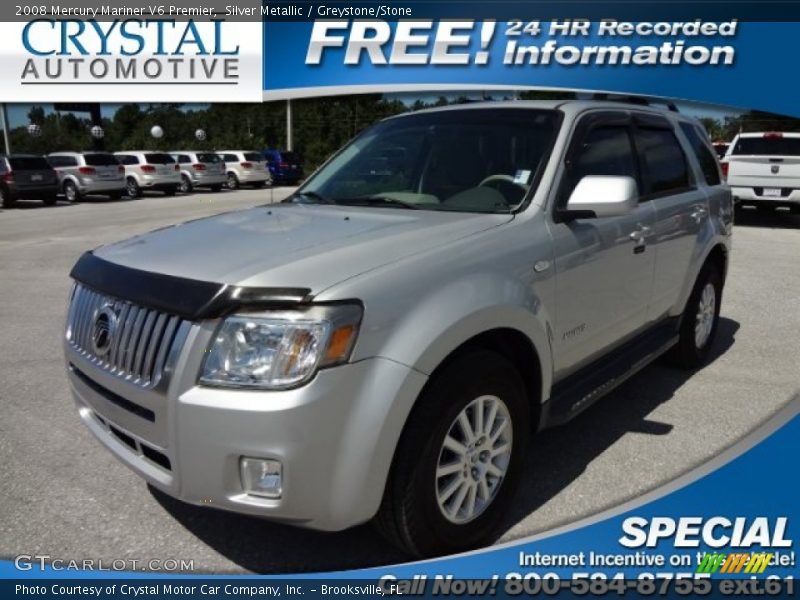 Silver Metallic / Greystone/Stone 2008 Mercury Mariner V6 Premier