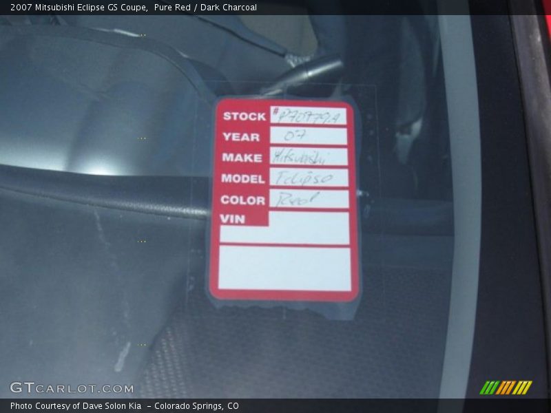 Pure Red / Dark Charcoal 2007 Mitsubishi Eclipse GS Coupe