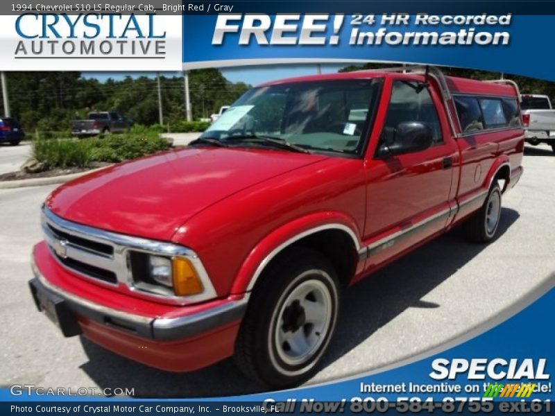 Bright Red / Gray 1994 Chevrolet S10 LS Regular Cab