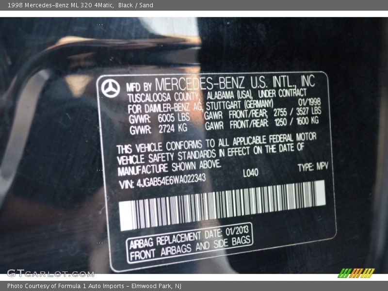 Black / Sand 1998 Mercedes-Benz ML 320 4Matic