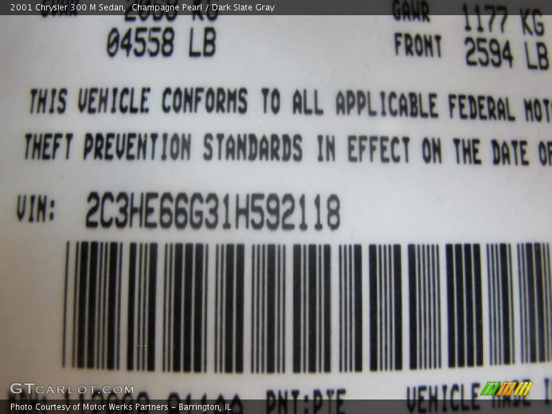 Champagne Pearl / Dark Slate Gray 2001 Chrysler 300 M Sedan