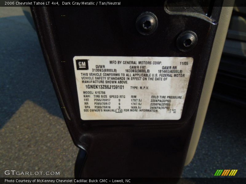 Dark Gray Metallic / Tan/Neutral 2006 Chevrolet Tahoe LT 4x4
