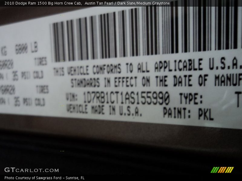 Austin Tan Pearl / Dark Slate/Medium Graystone 2010 Dodge Ram 1500 Big Horn Crew Cab