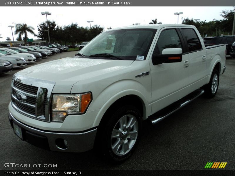 White Platinum Metallic Tri Coat / Tan 2010 Ford F150 Lariat SuperCrew