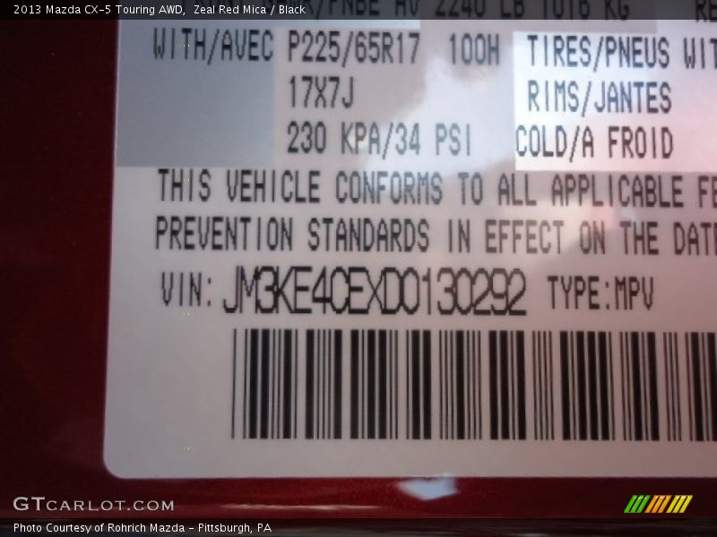 Zeal Red Mica / Black 2013 Mazda CX-5 Touring AWD