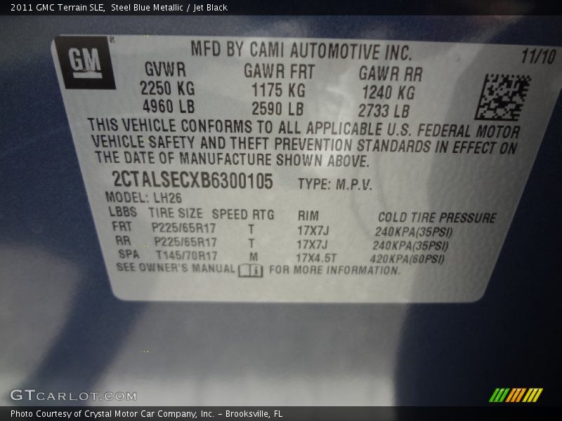 Steel Blue Metallic / Jet Black 2011 GMC Terrain SLE