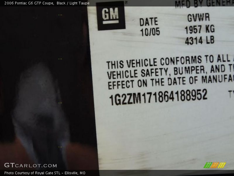 Black / Light Taupe 2006 Pontiac G6 GTP Coupe