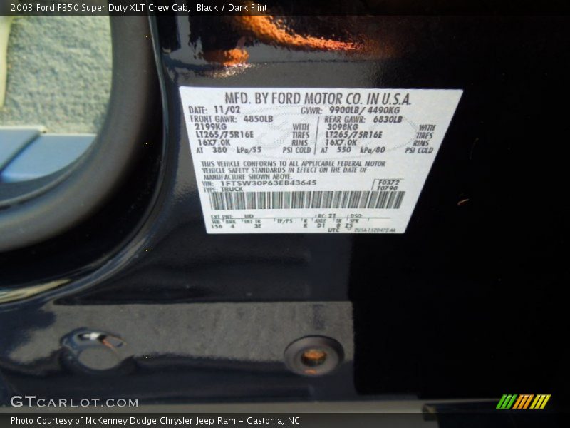 Black / Dark Flint 2003 Ford F350 Super Duty XLT Crew Cab