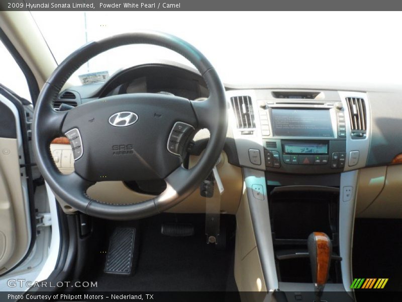 Powder White Pearl / Camel 2009 Hyundai Sonata Limited