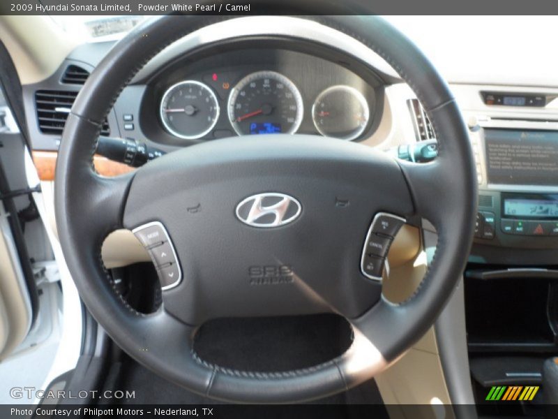 Powder White Pearl / Camel 2009 Hyundai Sonata Limited