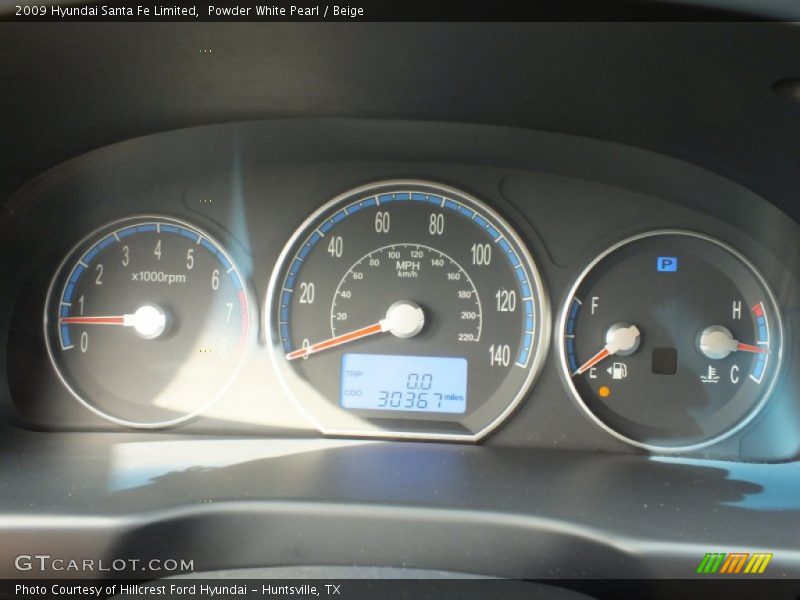 Powder White Pearl / Beige 2009 Hyundai Santa Fe Limited