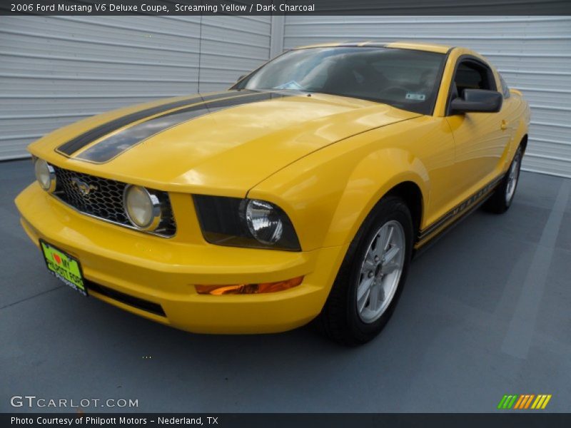Screaming Yellow / Dark Charcoal 2006 Ford Mustang V6 Deluxe Coupe