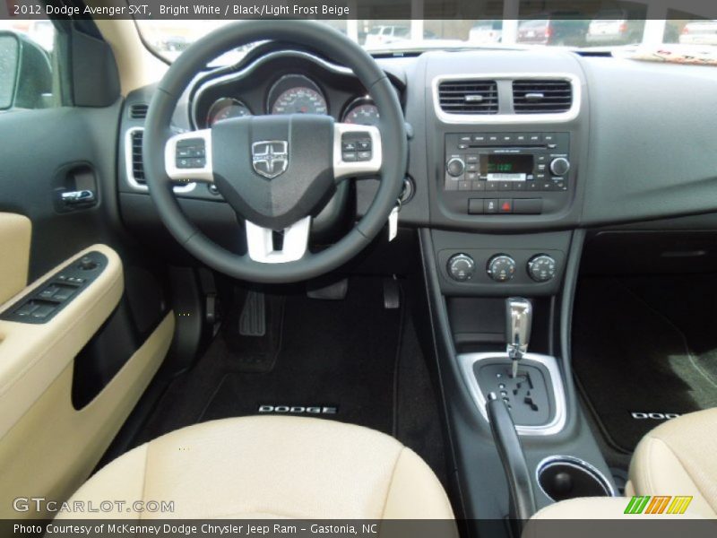 Bright White / Black/Light Frost Beige 2012 Dodge Avenger SXT