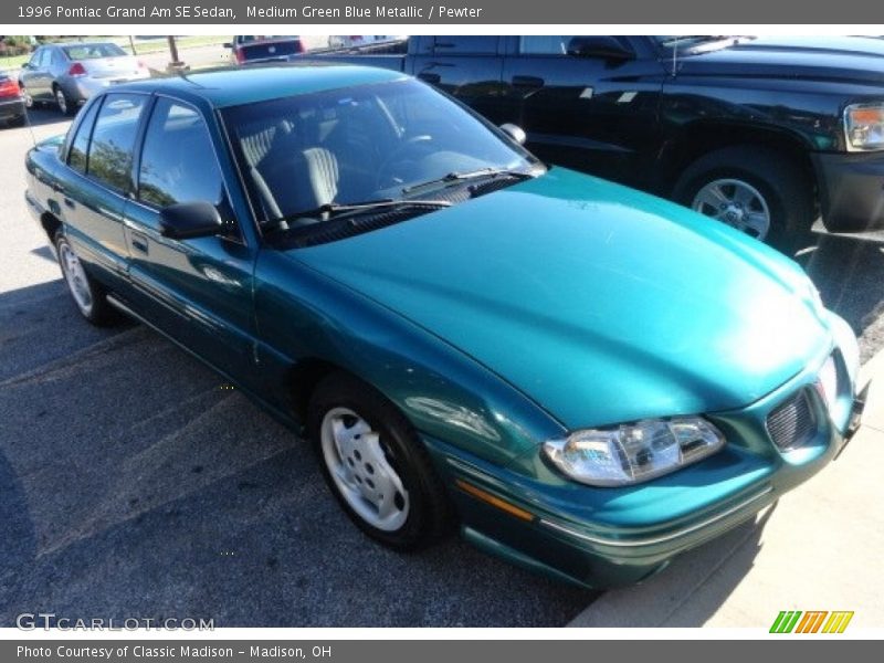 Medium Green Blue Metallic / Pewter 1996 Pontiac Grand Am SE Sedan