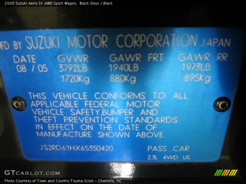 Black Onyx / Black 2006 Suzuki Aerio SX AWD Sport Wagon