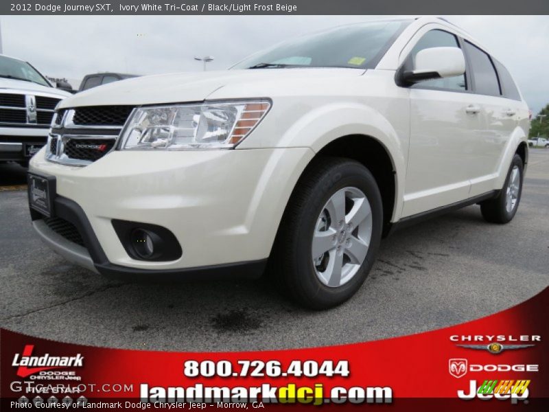Ivory White Tri-Coat / Black/Light Frost Beige 2012 Dodge Journey SXT