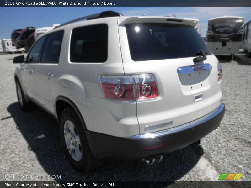 White Diamond Tricoat / Ebony 2012 GMC Acadia SLE AWD