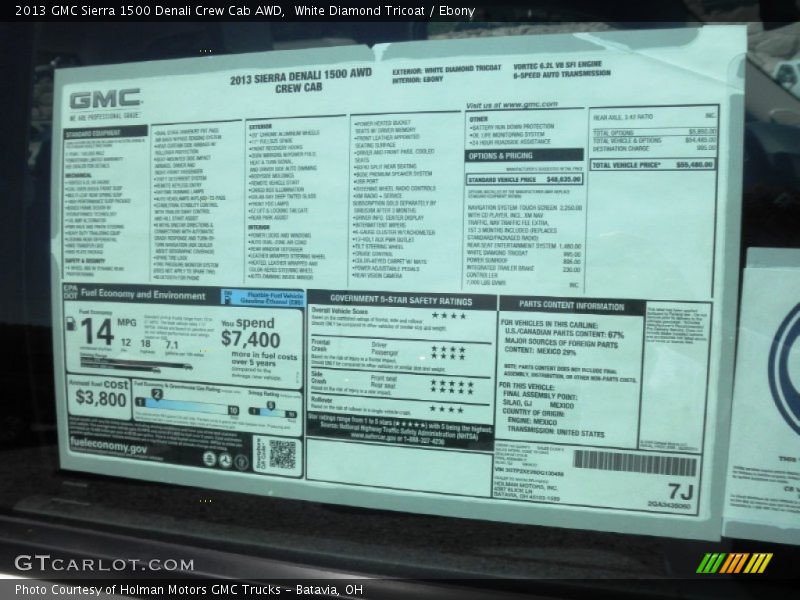 White Diamond Tricoat / Ebony 2013 GMC Sierra 1500 Denali Crew Cab AWD