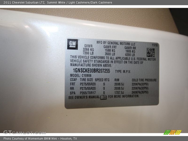 Summit White / Light Cashmere/Dark Cashmere 2011 Chevrolet Suburban LTZ