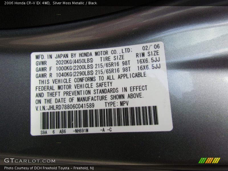 Silver Moss Metallic / Black 2006 Honda CR-V EX 4WD