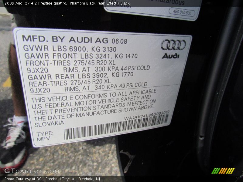 Phantom Black Pearl Effect / Black 2009 Audi Q7 4.2 Prestige quattro