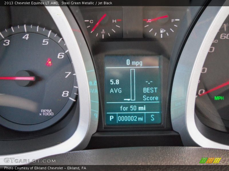 Steel Green Metallic / Jet Black 2013 Chevrolet Equinox LT AWD