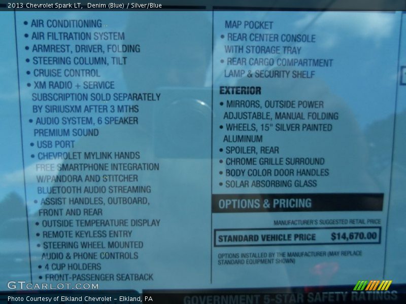  2013 Spark LT Window Sticker