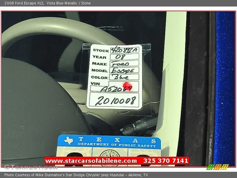 Vista Blue Metallic / Stone 2008 Ford Escape XLS