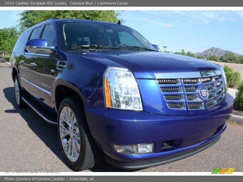 Celestial Blue / Cashmere/Cocoa 2010 Cadillac Escalade ESV Luxury