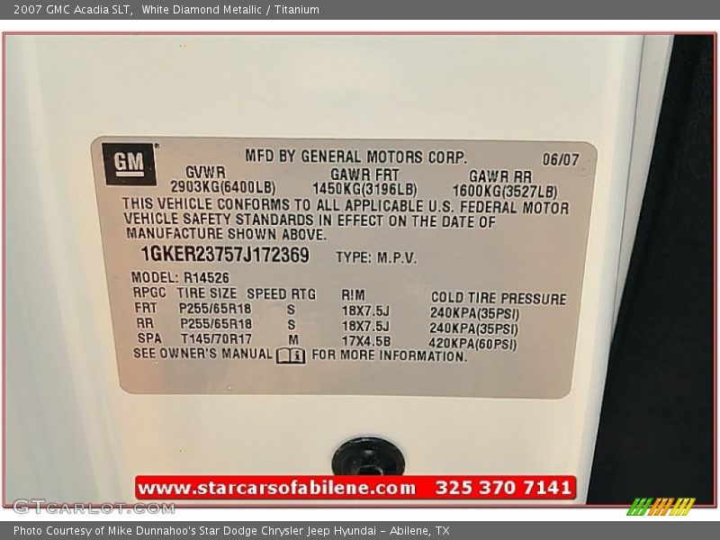White Diamond Metallic / Titanium 2007 GMC Acadia SLT