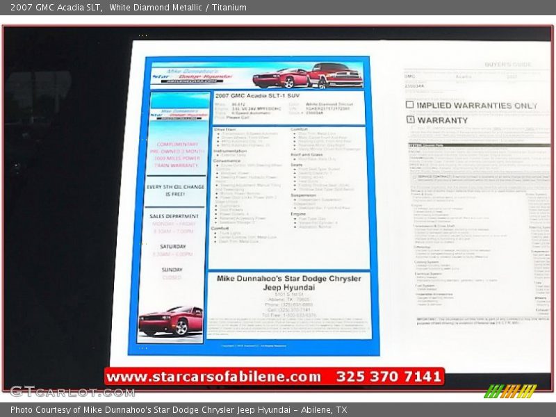 White Diamond Metallic / Titanium 2007 GMC Acadia SLT