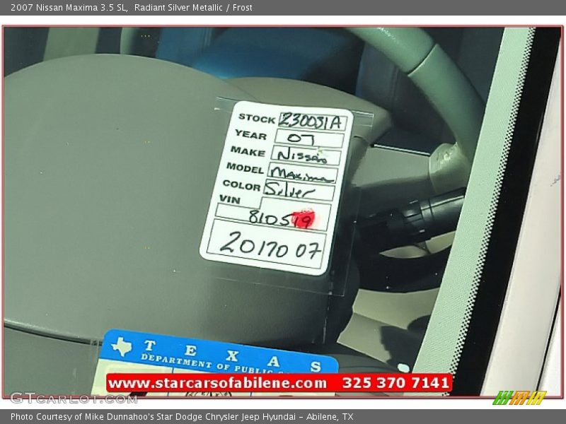 Radiant Silver Metallic / Frost 2007 Nissan Maxima 3.5 SL