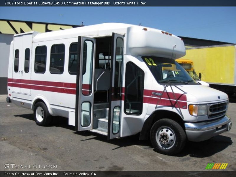 Oxford White / Red 2002 Ford E Series Cutaway E450 Commercial Passenger Bus