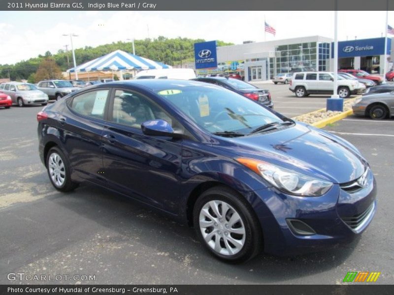 Indigo Blue Pearl / Gray 2011 Hyundai Elantra GLS