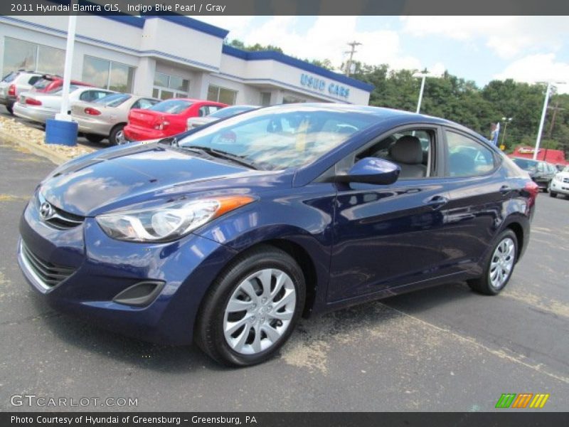 Indigo Blue Pearl / Gray 2011 Hyundai Elantra GLS