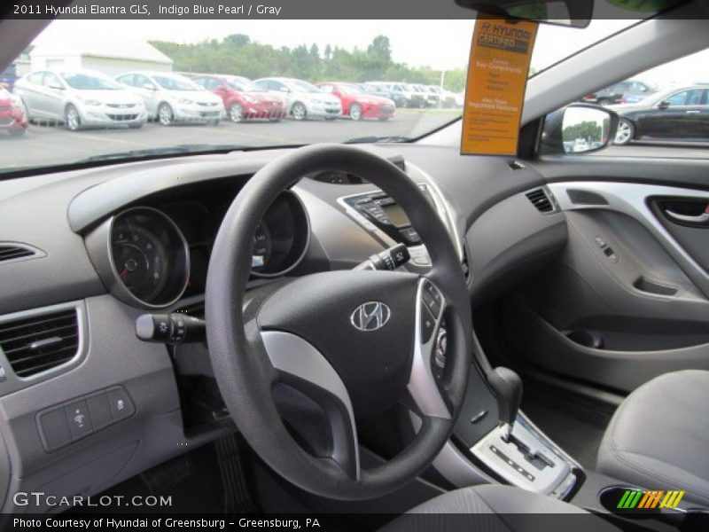 Indigo Blue Pearl / Gray 2011 Hyundai Elantra GLS