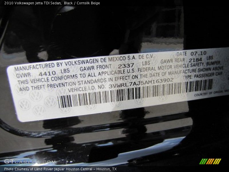 Black / Cornsilk Beige 2010 Volkswagen Jetta TDI Sedan