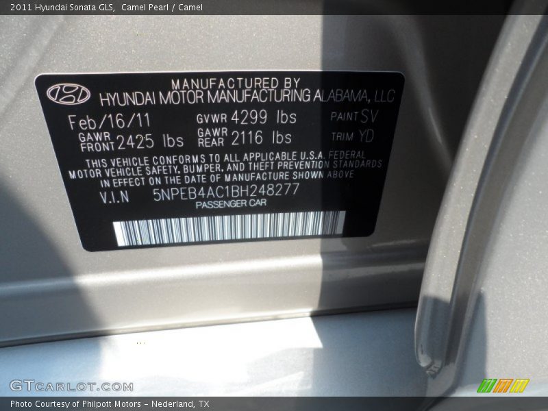 Camel Pearl / Camel 2011 Hyundai Sonata GLS