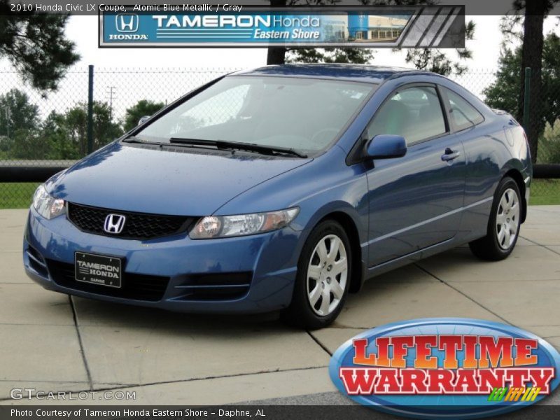 Atomic Blue Metallic / Gray 2010 Honda Civic LX Coupe
