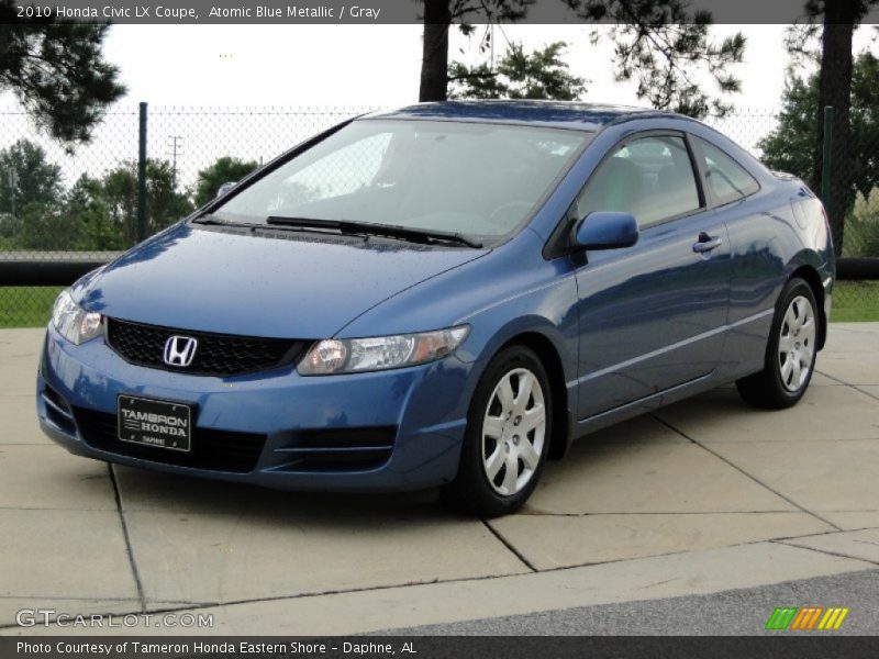 Atomic Blue Metallic / Gray 2010 Honda Civic LX Coupe