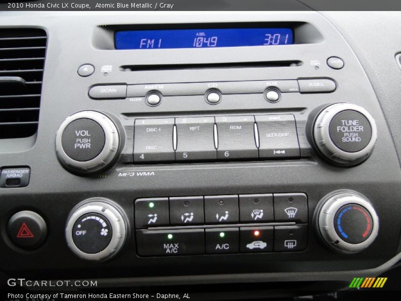 Atomic Blue Metallic / Gray 2010 Honda Civic LX Coupe