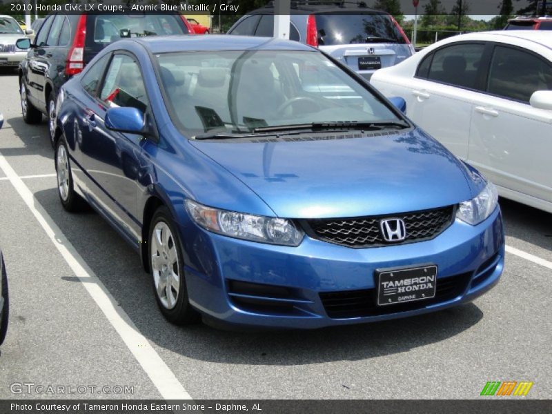 Atomic Blue Metallic / Gray 2010 Honda Civic LX Coupe