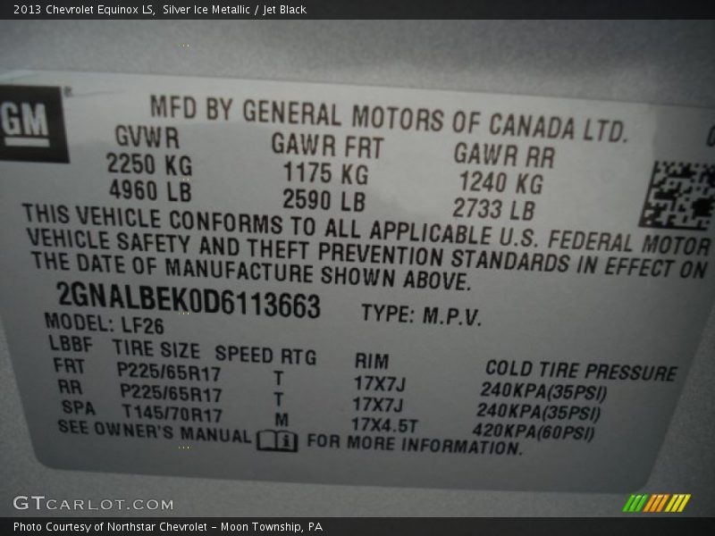 Silver Ice Metallic / Jet Black 2013 Chevrolet Equinox LS