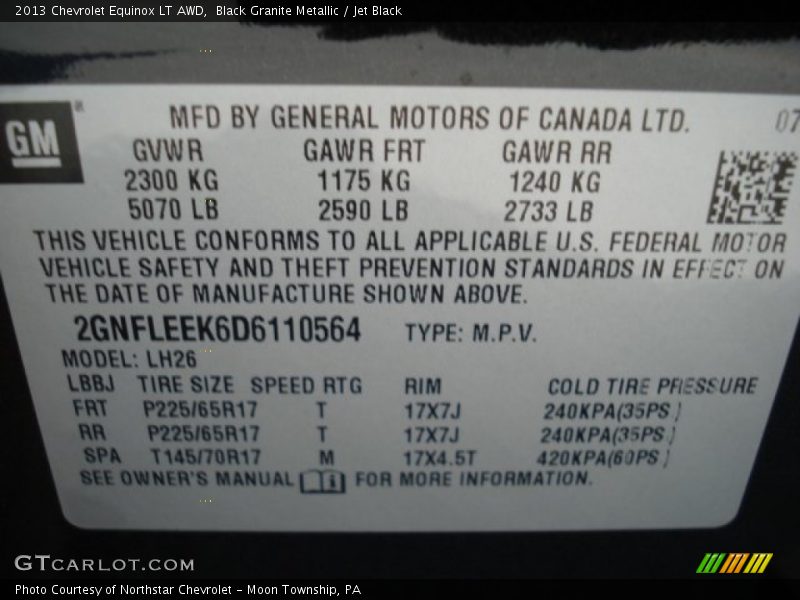 Black Granite Metallic / Jet Black 2013 Chevrolet Equinox LT AWD