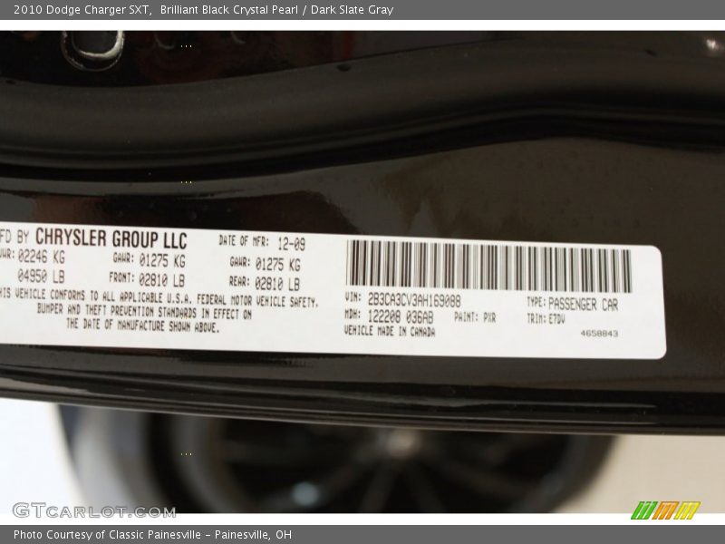 Brilliant Black Crystal Pearl / Dark Slate Gray 2010 Dodge Charger SXT
