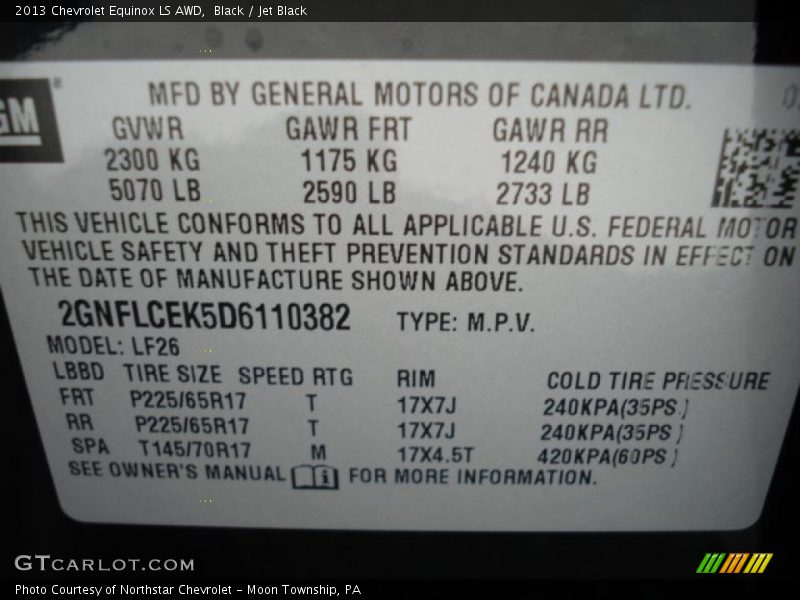 Black / Jet Black 2013 Chevrolet Equinox LS AWD