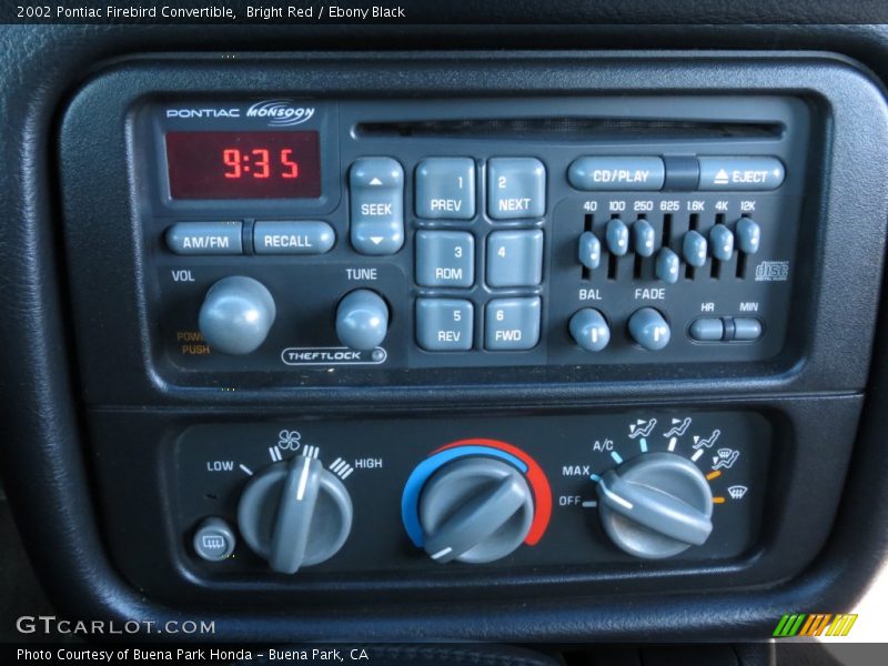 Controls of 2002 Firebird Convertible